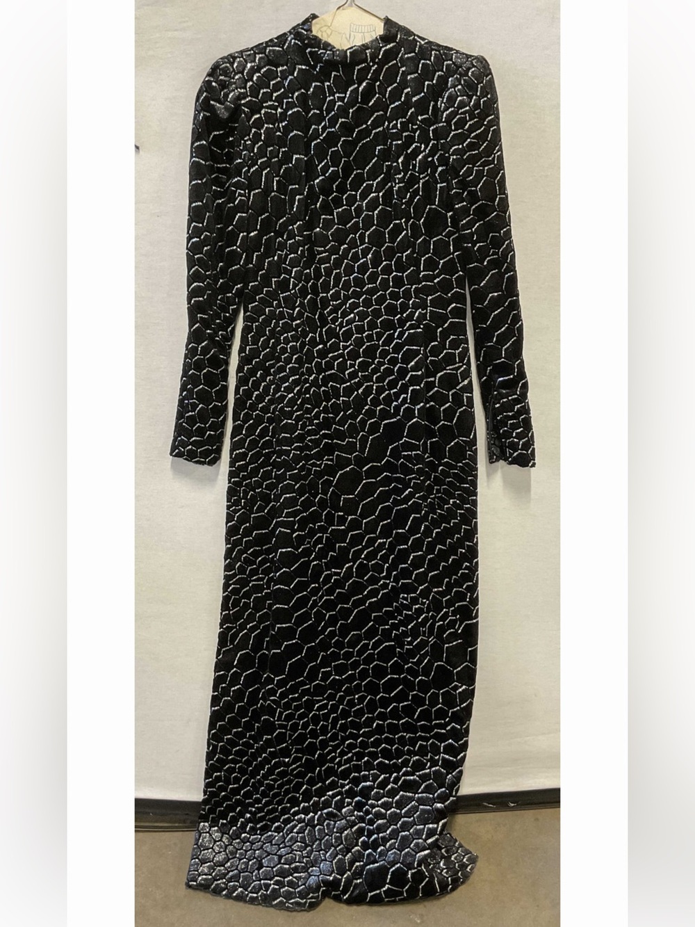 Pauline Trigere Black Sparkly Evening Dress USA